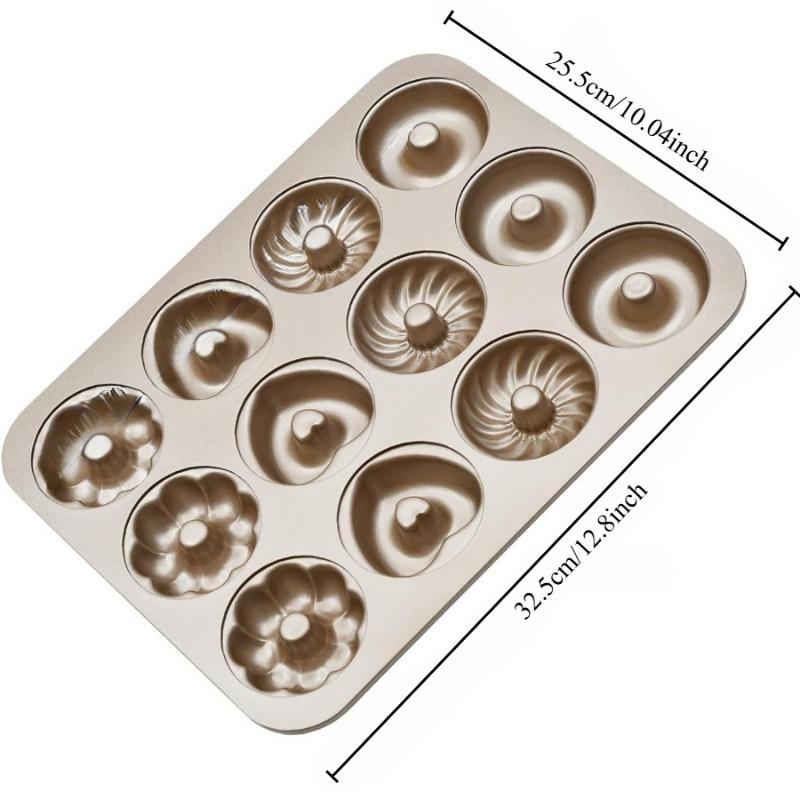 Donut Baking Pan 12 Cavity Carbon Steel Donut Pan Baking Mold Non-stick Cake Pan Essential Kitchen Tool for Home Bakers