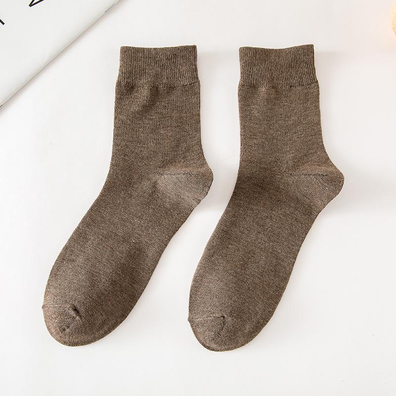 5-Pack Men's Mid-Calf Cotton Socks - Spring & Autumn Collection, Versatile Solid Colors, Breathable & Casual.