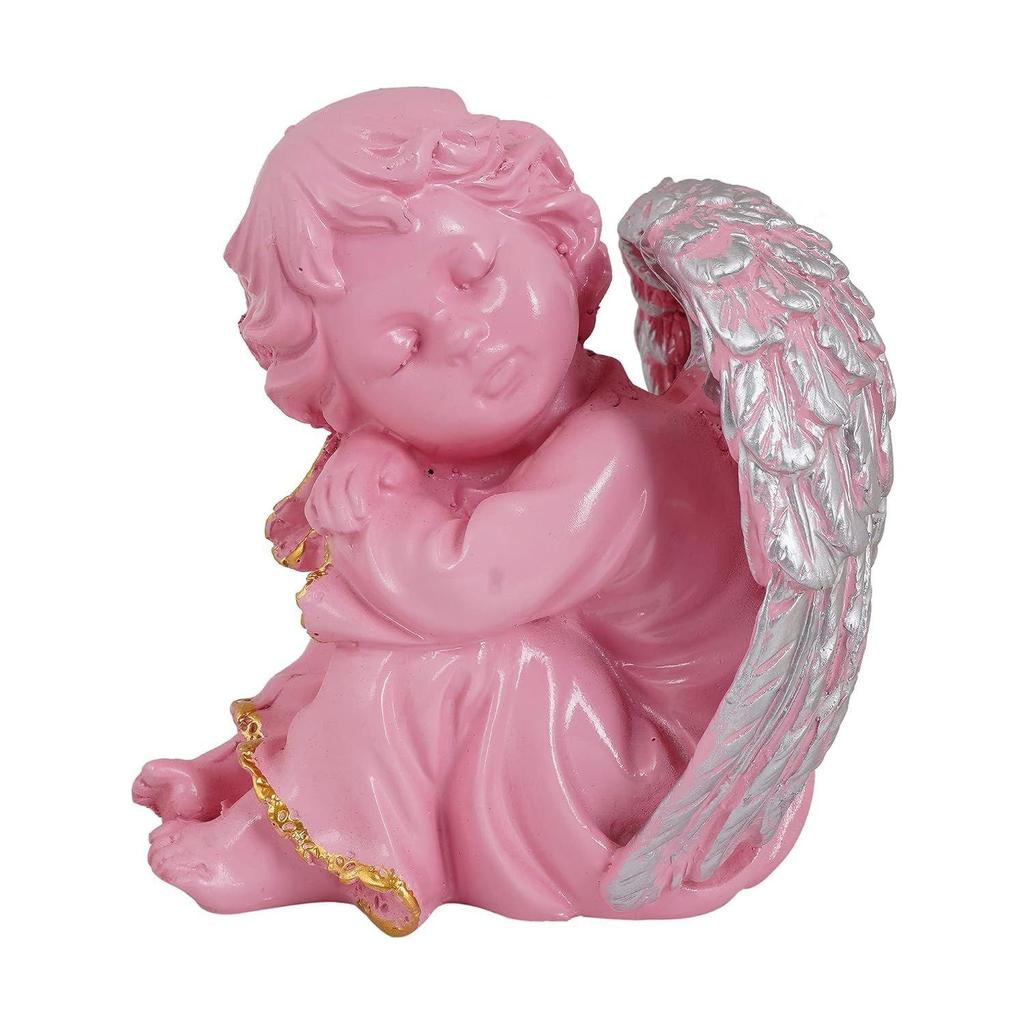 Winged Girl Statue for Home Decor Item | Fairy Girl Statue for Home Shelves Decor Showpiece (Angel Pink RS)