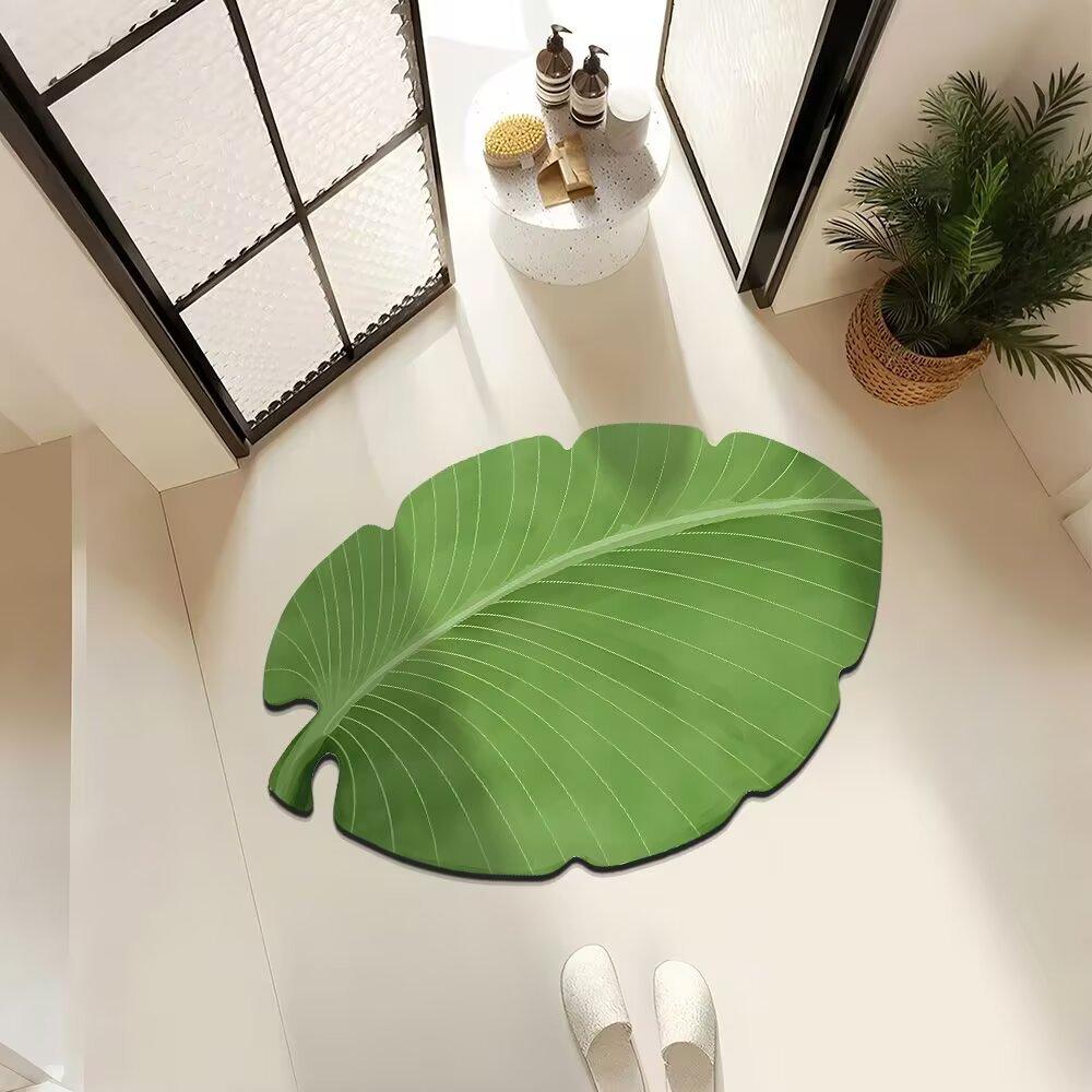 Toilet Entrance Absorbent Floor Mat Plantain Leaf Diatom Mud Bathroom Floor Mat Shower Room Washbasin Quick Drying Non-Slip Mat