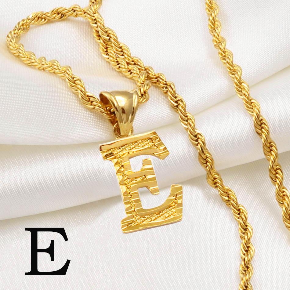 Anniyo AZ Letters Kettingen Dames Heren Verguld Initial Hanger Touwketting Engelse Letter Sieraden Alfabet Afrikaans #058002B