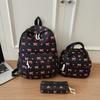 Sweet and Lovely Bow Print Three Piece Backpack Set Lightweight, Large Capacity, Multifunctional Student Backpack Campus Outdoor