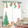 2pcs  Curtains Christmas Tree Gift Stocking Celebration (3) Popular Curtains Versatile Durable Polyester Curtains Festive Perfect