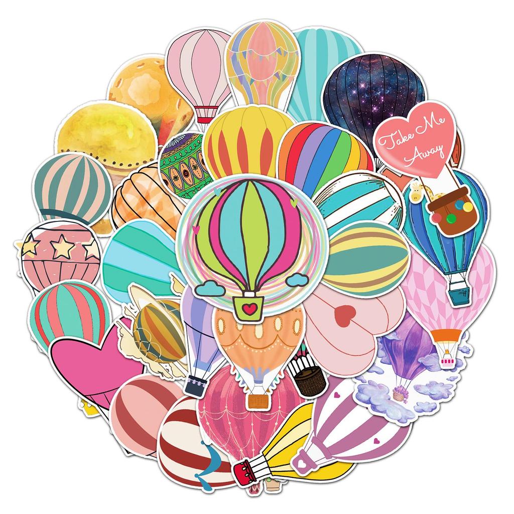 50 Hot Air Balloon Graffiti Cartoon Stickers for Kids - DIY Scooters, Luggage, Stationery