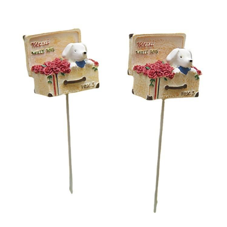Dog Resin Cartoon Rose Flower Box Ornament For Wedding Decor And Props Party
