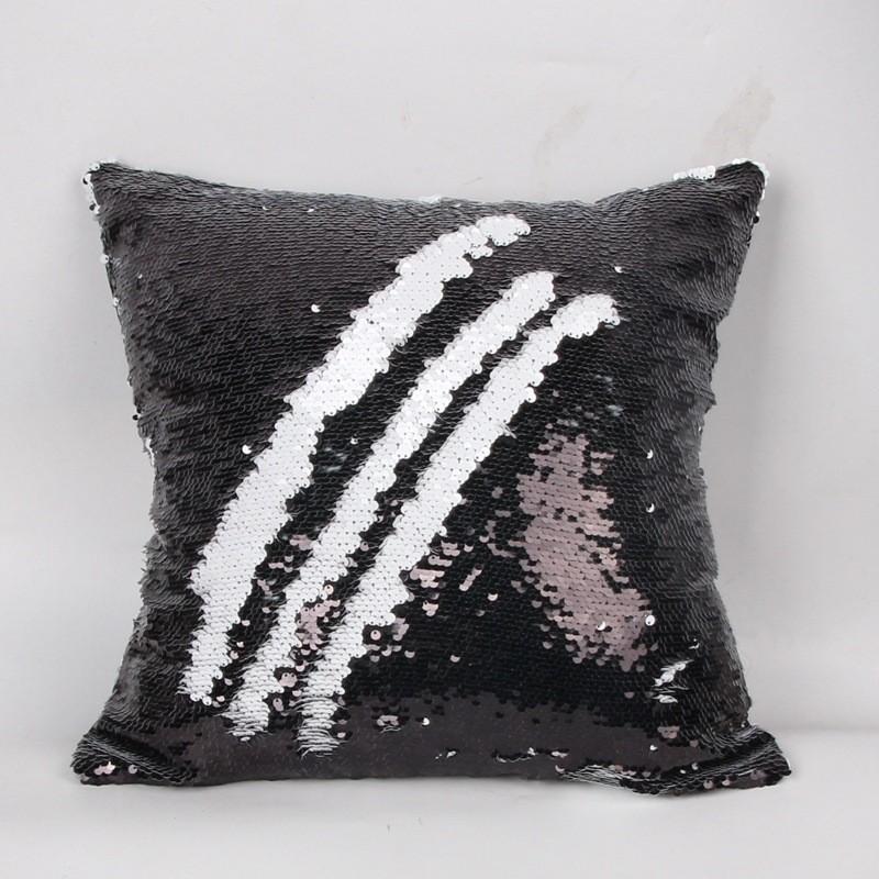 Diy Reversible Sequin Glitter Sofa Cushion Cover Pillow Case Double Color Gift