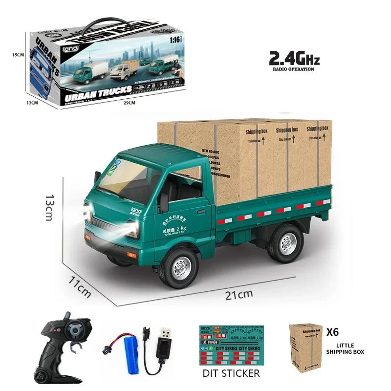 1/16 Remote Control Van Truck 2.4G 5CH Mini RC Car Children Toys Radion Controlled Ice Cream Trucks Transport Cars with Lights