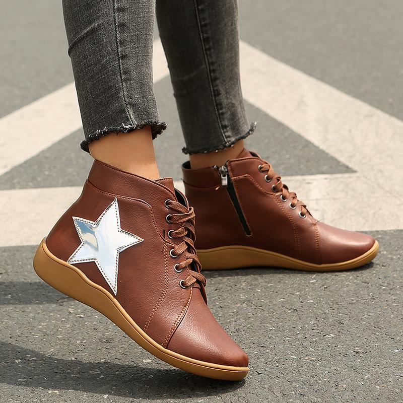 fashion 2024 New Lace Up Wedges Heel Women Boots Fashion Patchwork Soft Sole High Top Ankle Boots Pu Leather Waterproof Sneakers Mujer