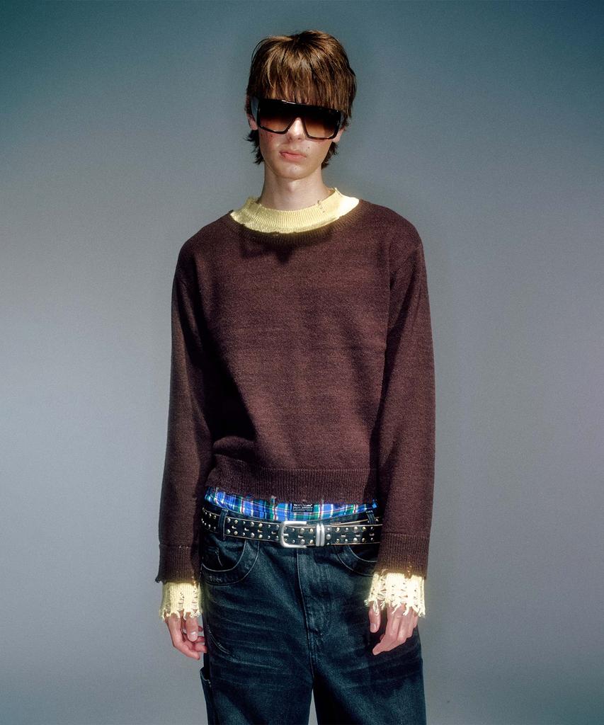 Beikeonteuakaibeu Kai Layered Knit Brown