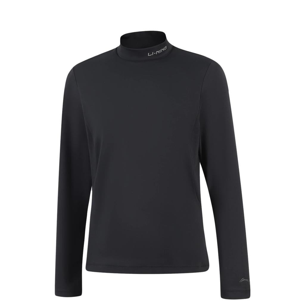 Li-Ning Comfortable Solid Color Versatile Stand Collar Simple Casual Long Sleeve T-Shirt Women Tops ATLV350-1
