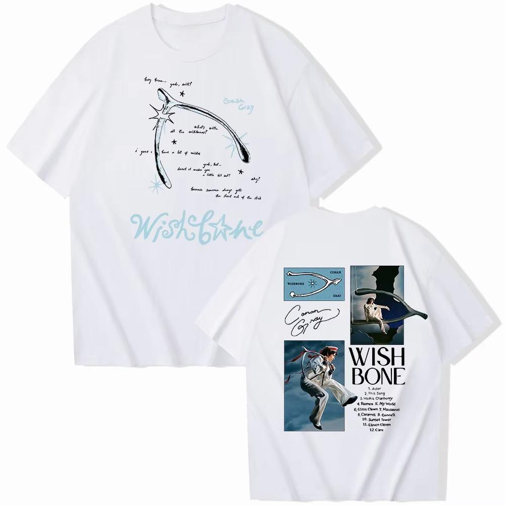 Conan Gray Wish Bone Tour 2026 Pure Cotton Tshirt Man Woman Harajuku Spring Summer New Short Sleeve Oneck Casual Shirt Gift