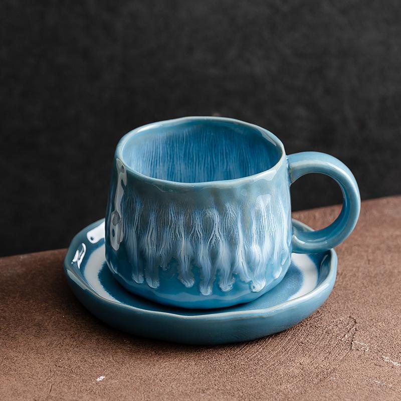 

Color Changing Glaze Ceramic Coffee Mug Set Colorful Tea Cup Luxury Drinkware Sip Gift for Her Modern Home Office 250ML синій