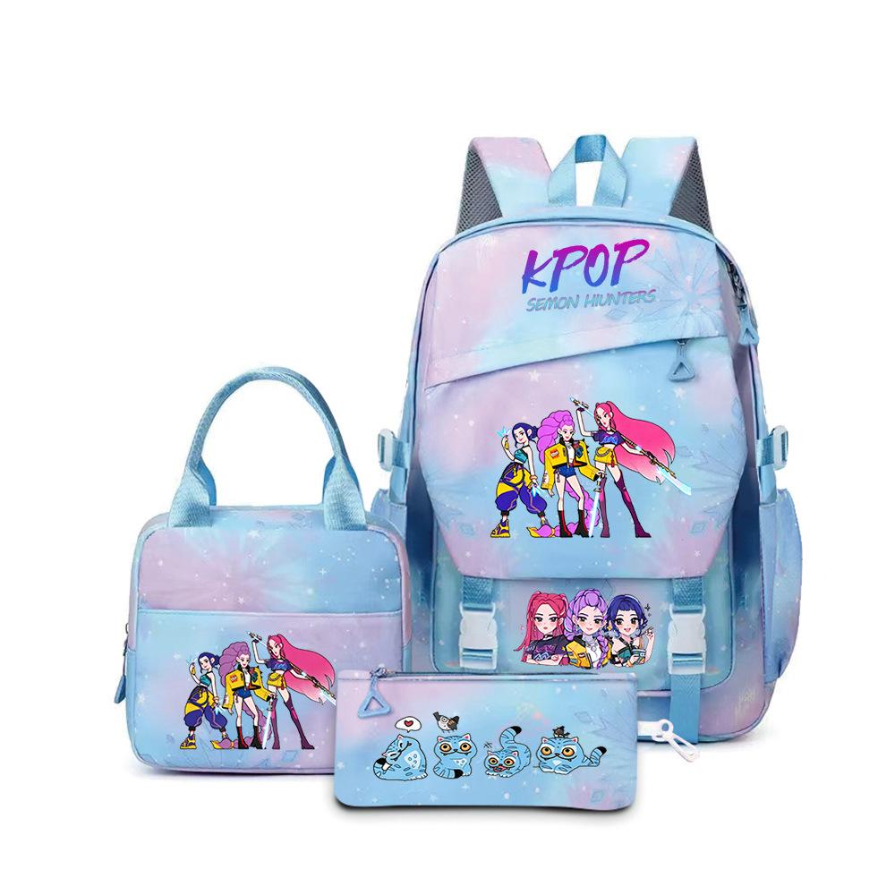 School Season Printed Student Schoolbag Backpack Shoulder Pencil Bag Three-Piece Set