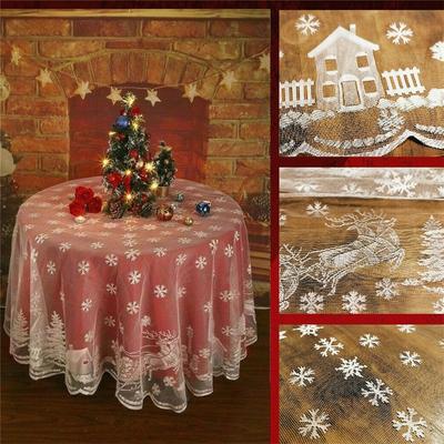 Weihnachten Vintage Spitze Tischdecke Quadratisch / Rund Esstisch Abdeckung Home Schreibtisch Dekor Party