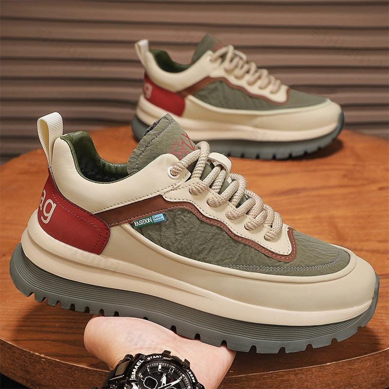 Men Chunky Sneakers Comfortable Soft Sole Lace Up Casual Sport Shoes Spring Fashi Outdoor Versatile Height Increase Flat Shoes