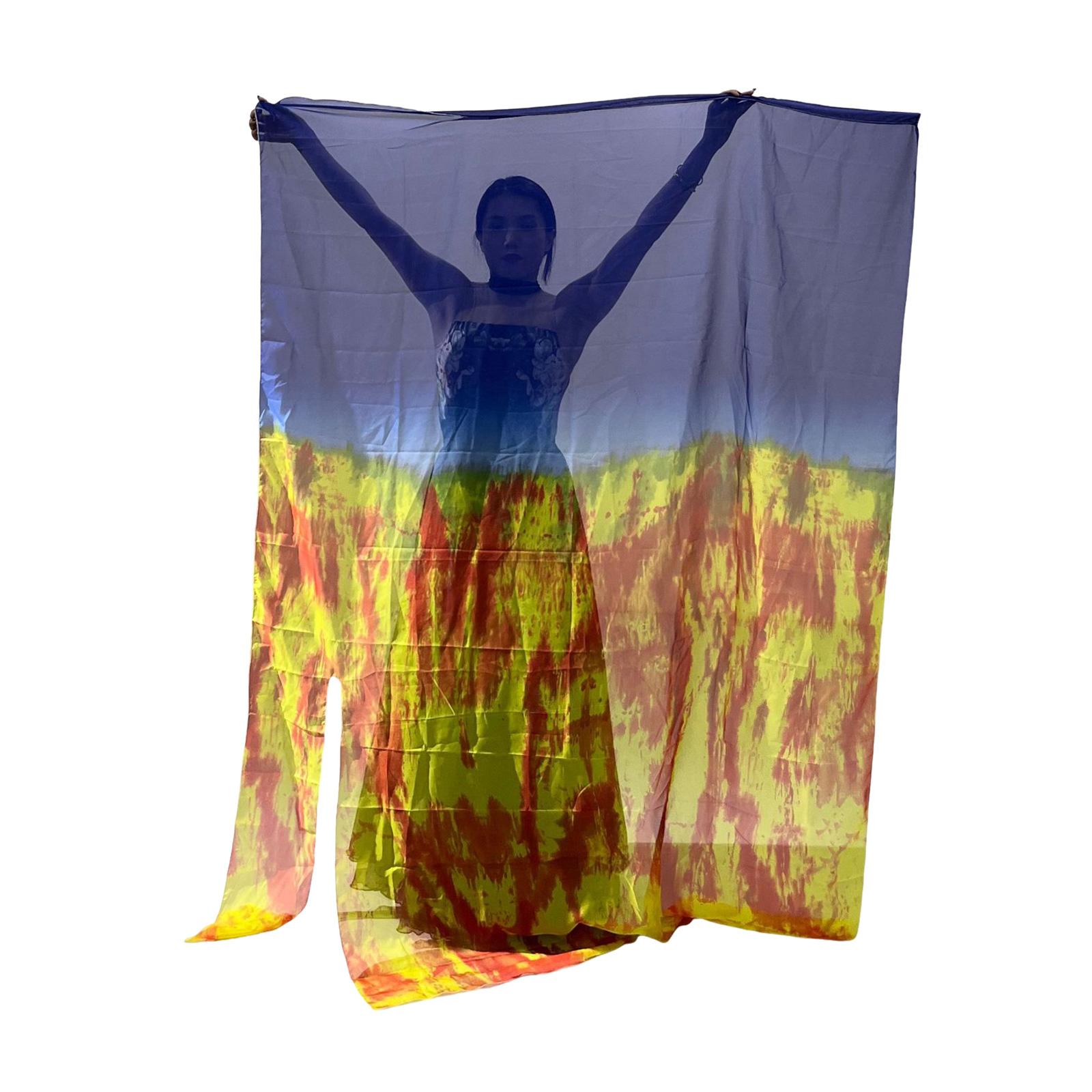 

75x55 Inch Lightweight Worship Chiffon Flag with Flex Rod Church Liturgical Praise Adoration Dance Banner Worship Flag