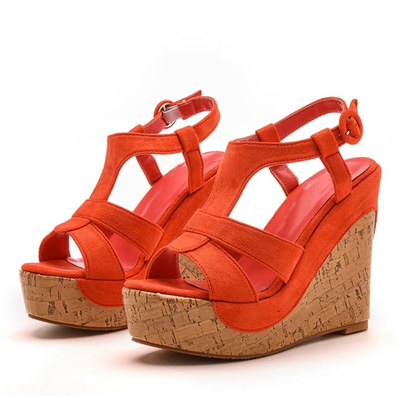 Liyke  New Yellow Pink Open Toe Wedge Sandals For Women Summer Fashion Buckle Strap Platform High Heels Party Dress Shoes