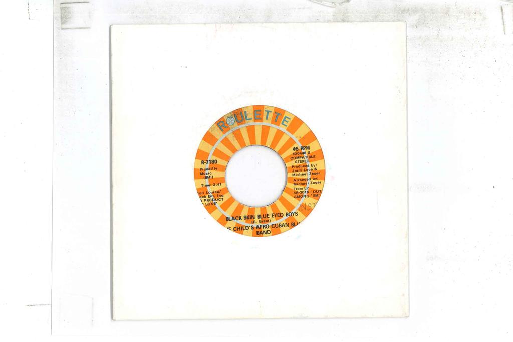 7inch Record LOVE CHILDS AFRO CUBAN BLUES BAND  Black Skin Blue Eyed Boys R7180 ROULETTE 1975 US SoulFunk Used