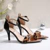 Fashion New Leopard Print One Strap High Heel Sandals Women Pointed Toe Bag Heel Stiletto Slim Strap Open Toe Simple Roman Shoes