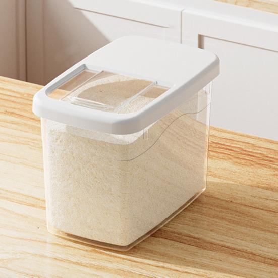 Risoppbevaringsboks Stor kapasitet Støvtett gjennomsiktig riskornoppbevaringsbeholder med målebeger kjøkkenutstyr