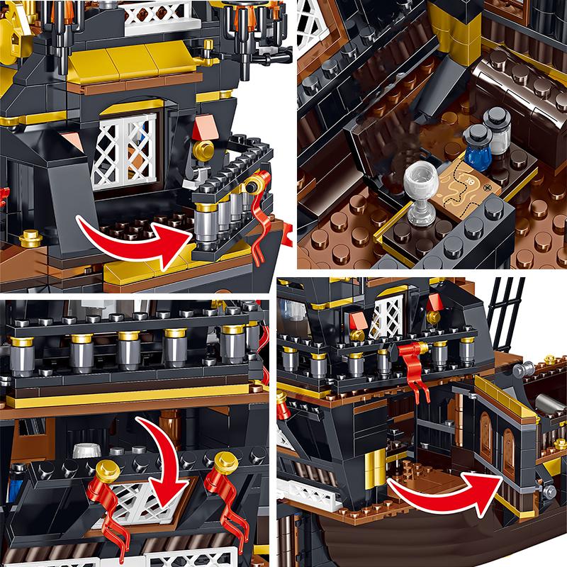 Giocattolo da costruzione 2 in 1 con nave pirata, giocattolo medievale dei pirati, compatibile con set di navi dei pirati Lego per ragazzi e ragazze, 833 pezzi
