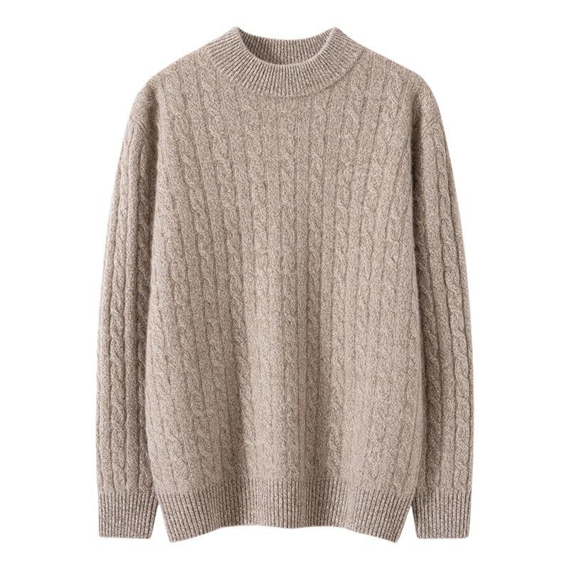 Men's Heathered Yarn Double-Strand Half-High Neck Pullover – Autumn/Winter, Soft & Skin-Friendly