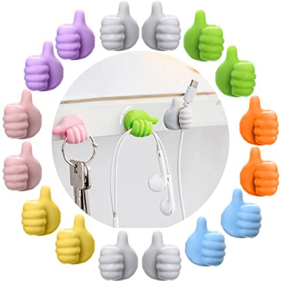 Pcs Creative Silicone Thumb Wall Hook - Multifunction Adhesive Cable Clip Self Adhesive Thumb Cable Organizer Clips Key Hanger