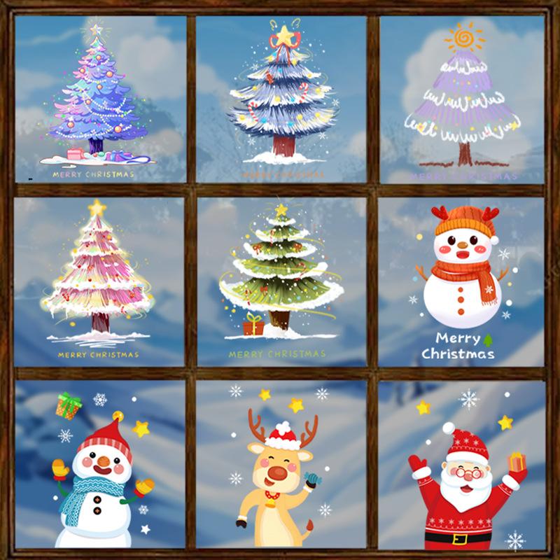 Vánoční stromek, Festivalové dekorace, Aranžmá scény, Elektrostatické skleněné dveře, Okenní dekorace a Atmosférické samolepky