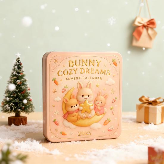 Kreslený Králík Adventní Kalendář 2025 24 Dní Vánoční Odpočítávací Kalendář Interaktivní Sváteční Kalendář Doplněk do Auta