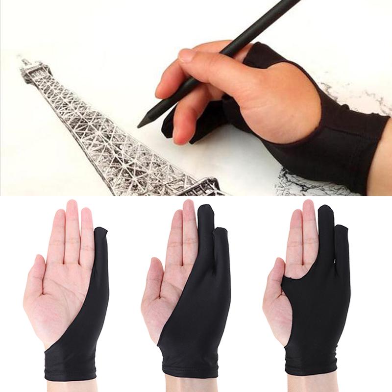 1 Stück Zwei-Finger-Antifouling-Handschuh zum Zeichnen und Stift-Grafiktablett-Pad