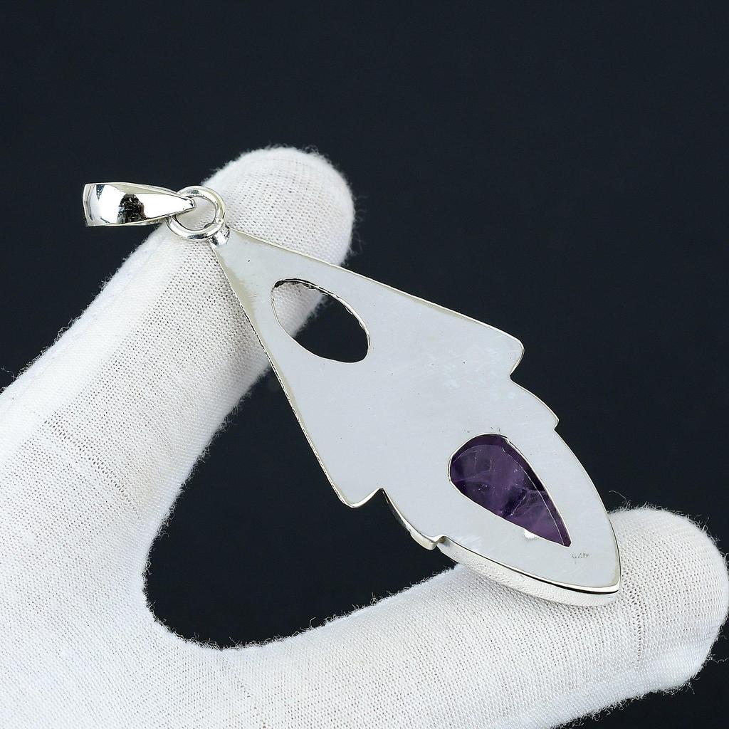 Amethyst Pendant, Natural Amethyst Gemstone Jewelry, 925 Sterling Silver Jewelry, Handmade Bohemian Jewelry Pendant, Unisex Pendant For Gift