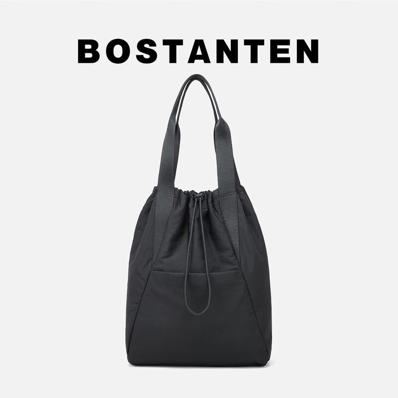 BOSIDANDUN B6241001 Черная тканевая сумка-трансформер со шнурком