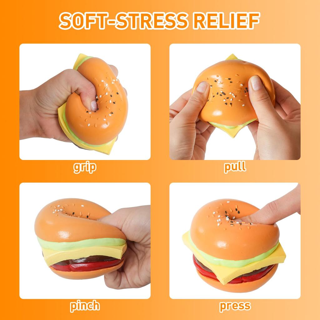 Slow Rising Hamburger Squishy, Soft Silicone Squeeze , Realistic Food Replica With Sesame Seeds Stress Relief Fidget Gift