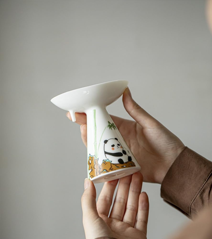 Panda Pattern Ceramic Incense Holder, 10.6 x 9.7 cm, White, Incense Burner, Incense Stick Holder (White)