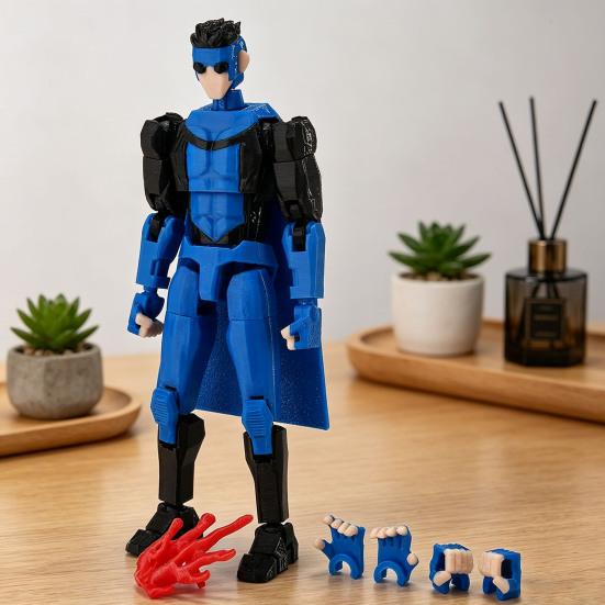 3D Printed Action Figure with Accessories Posable Cartoon Character Model Movable Joints Figure Decoration Collectible Gift for Animation Lovers