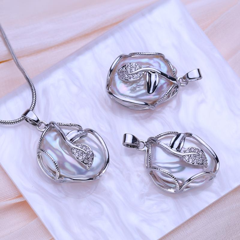 SENIKO - Collares de perlas barrocas grandes de agua dulce naturales para mujer, colgante de circonita cúbica con forma de flor a la moda con cadena, regalo de cumpleaños