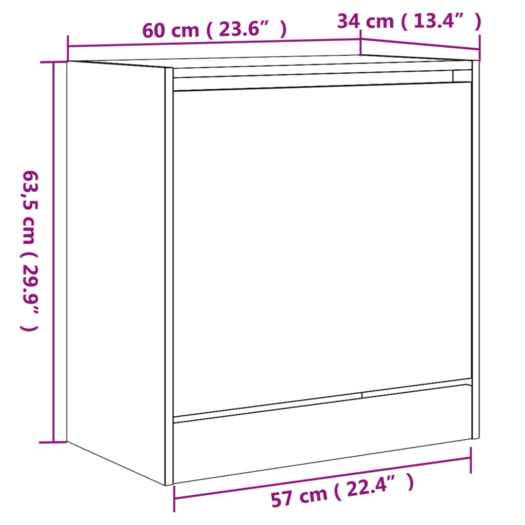 Shoe Cabinet Concrete Grey 60 X 34 X 63.5 Cm Engineered Wood