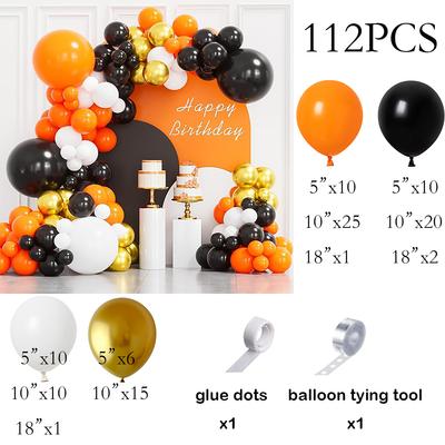 Czarno-pomarańczowa girlanda balonowa Hallonween Biały Metal Złoty Zestaw łuku balonowego Baby Shower Urodziny Weselna Dekoracja Globos