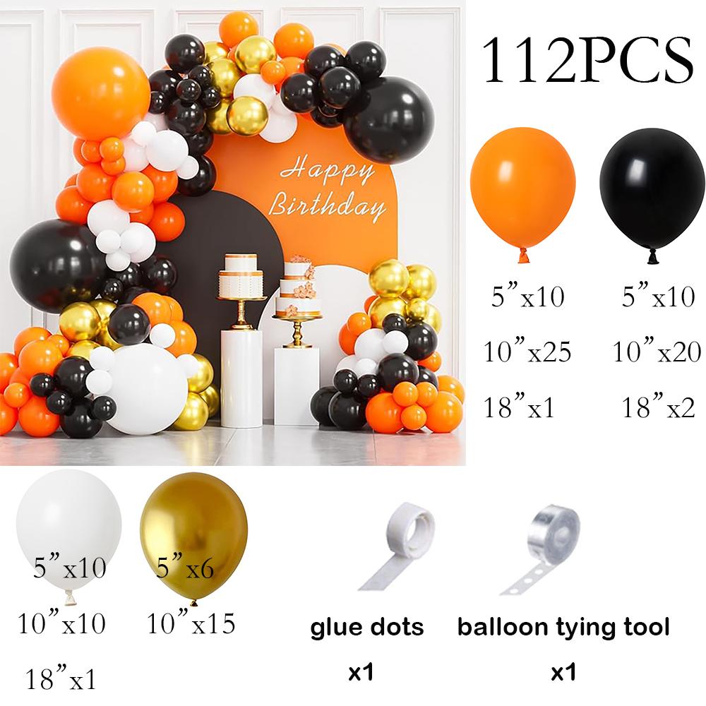 

Black Orange Balloons Garland Hallonween White Metal Gold Balloon Arch Kit Baby Shower Birthday Party Wedding Decoration Globos As Picture