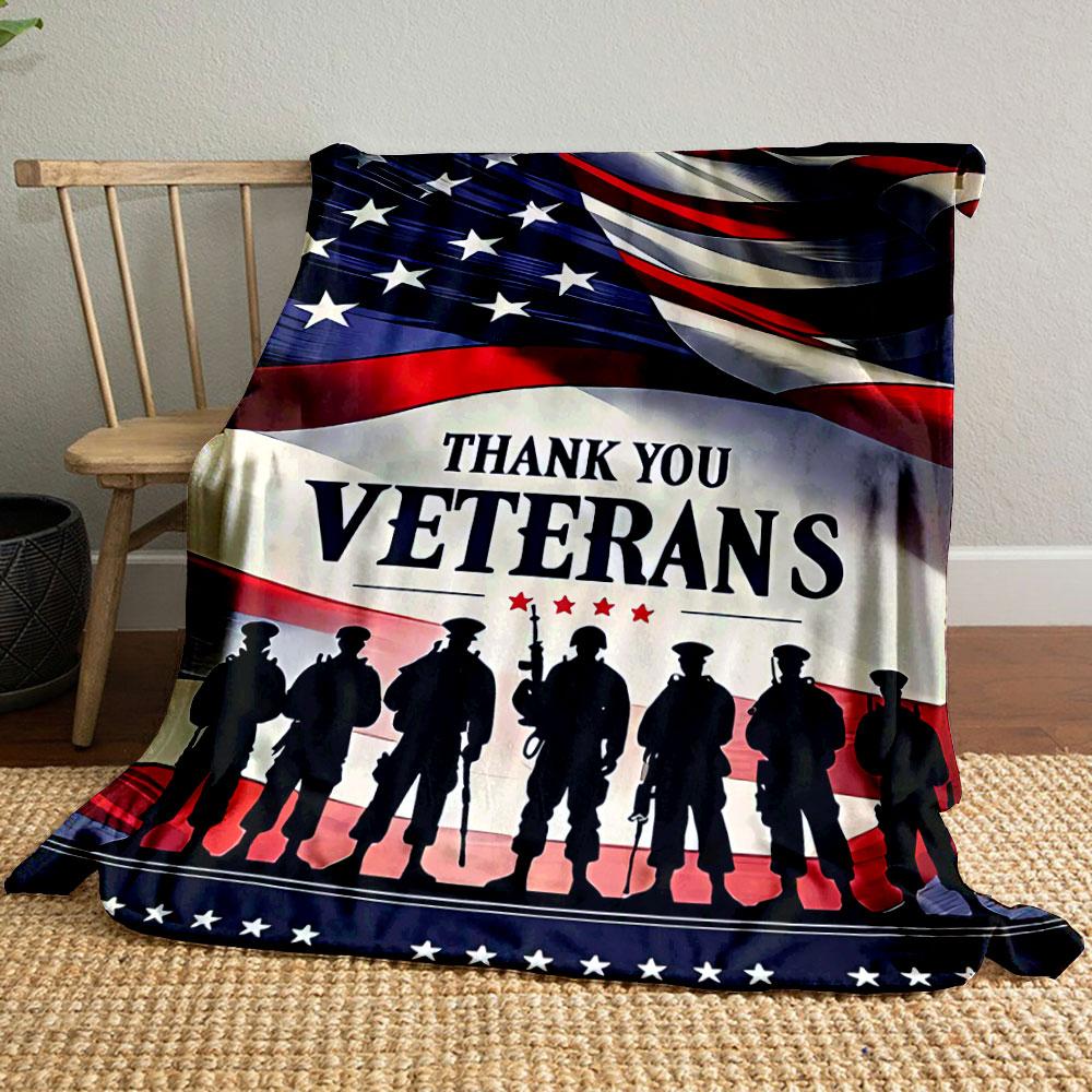 

Thank You Veterans Flag Print Blanket bedroom Blanket for Livingroom Couch lunch break Soft throw for Friend s festival Gift 80cm x 120cm