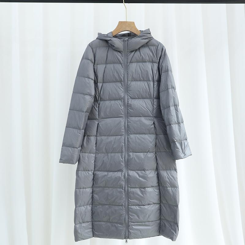 Autumn and winter new down jackets women's light and thin medium and long knee-slim fashion versatile hooded jacket