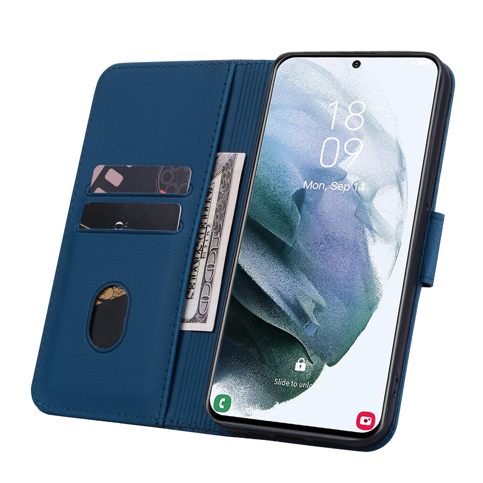 

For Samsung Galaxy S23 Case Imprinted Shockproof PU Leather Phone Wallet Cover Sapphire