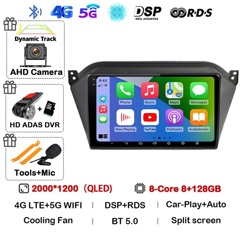 Android 14 Wireless Carplay Auto WIFI+4G For JAC S2 t40 2015 2016 2017 2018 Car Radio Video Player GPS Multimedia Stereo Audio
