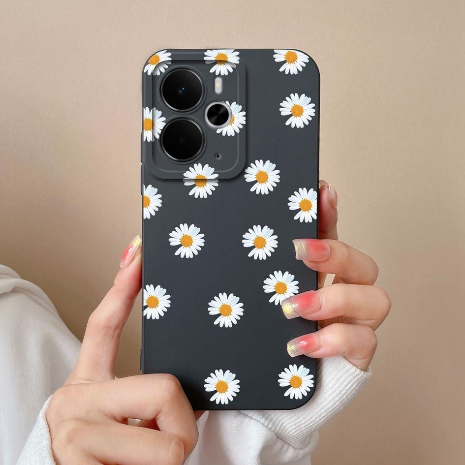 Für Oppo A5 Pro Realme P3 Narzo 60 30 10 C75x 14X 14 14T Schöne Sonnenblumen Gänseblümchen Handyhüllen Quadratisches Flüssigsilikon Stoßfestes Gehäuse Für Oppo Capa