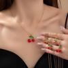 Red Cherry Pendant Necklace - Women's Light Luxury Niche Design, Clavicle Chain, Exquisite Jewelry