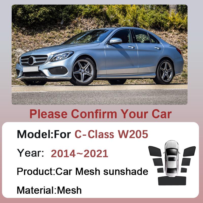 Car Mesh Sunshade For Mercedes-Benz C-Class W205 Sedan 2014~2021 2018 Sun Visor Window Shade Privacy Curtains Auto Accessories