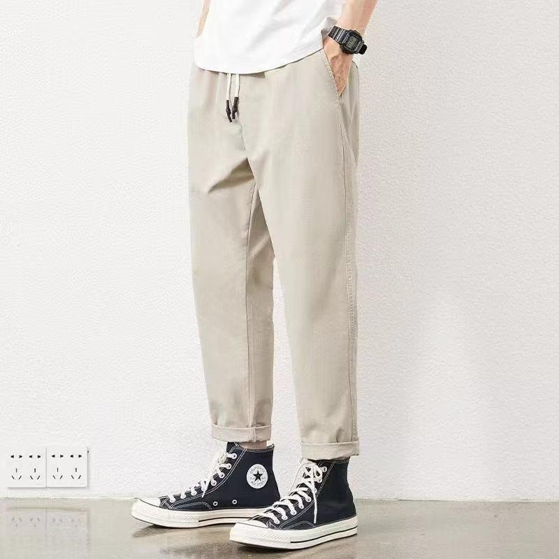 Casual Pants Spring and Autumn Thin Pants Men's Ins Guochao Overalls Simple and Loose 9-point Tide Brand Straight Nine-point Pants