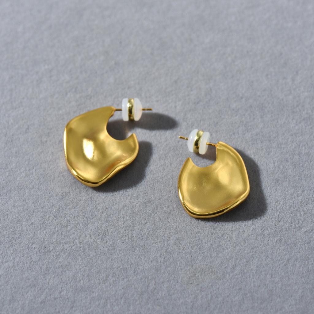 Vintage Geometric Irregular Metal Design Earrings S925 Silver Needle Stud Earrings Niche Trendy Personality Unique Earrings