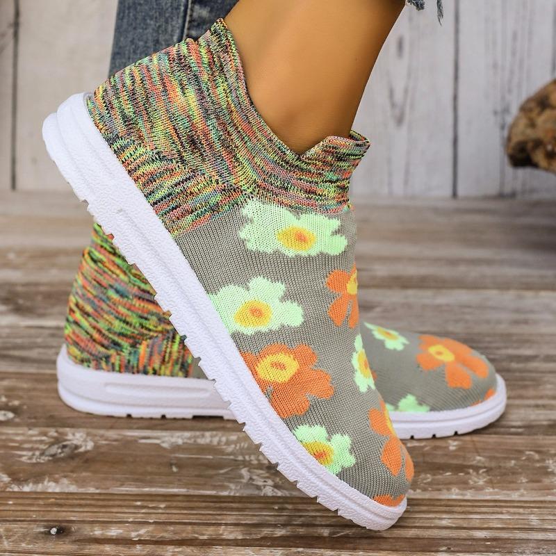 Women Flats Ankle Sneakers Knitting Designer Running Sport Shoes Autumn Casual Shoes 2024 Trend Breathable Walking Mujer Zapatos
