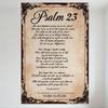 Vintage Psalm 23 Framed Text Metal Tin Sign, Ornate Black Filigree Borders, Aged Aesthetic, Home Office Wall Decor, Religious Gi